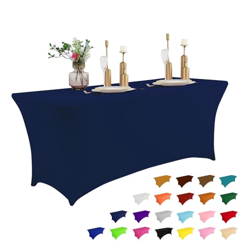 8FT Table Cloth for Rectangular Spandex Jean Blue Table Cover