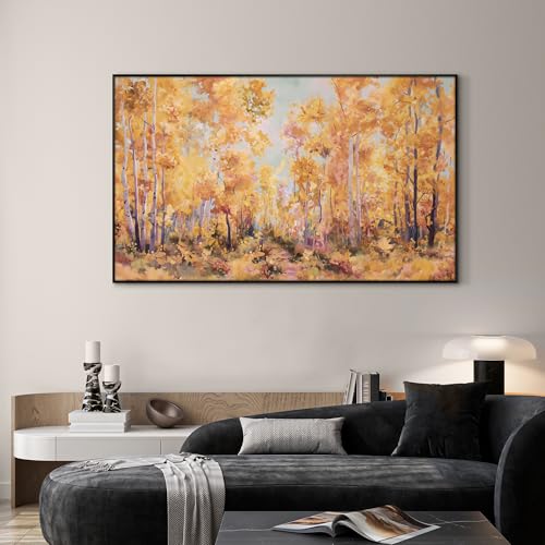 30"x60" Extra Large Framed Wall Art Golden Autumn Forest Path with Vibrant Foliage for Home Living Room Bedroom Decor