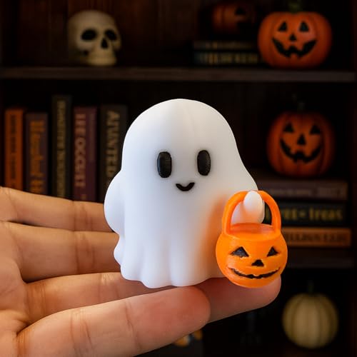 Halloween Decor Fluorescence Ghost Figurines Carrying Pumpkins