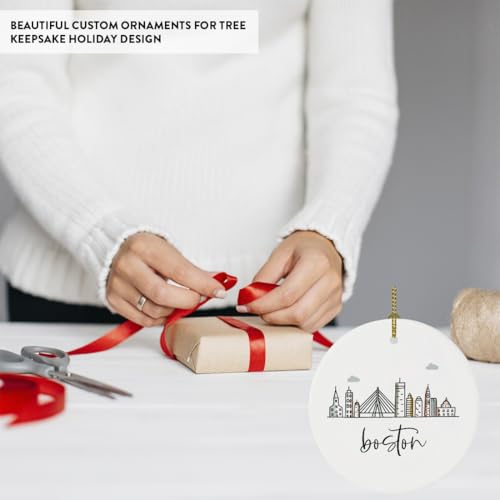Andaz Round Ceramic Porcelain Christmas Tree Ornament Keepsake Gift