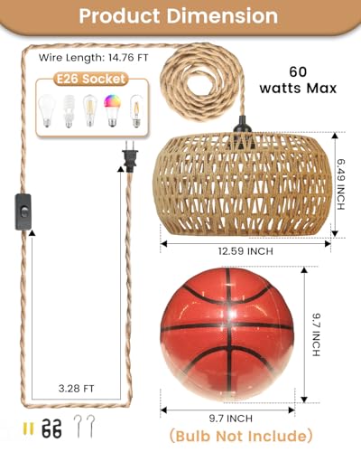 Rattan Boho Hanging Light