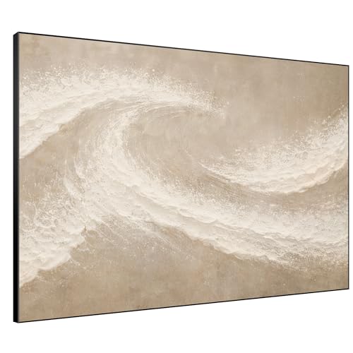 36"x46" Extra Large Framed Wall Art Soft Sand Wave Abstract Neutral Illustration for Home Living Room Bedroom Decor