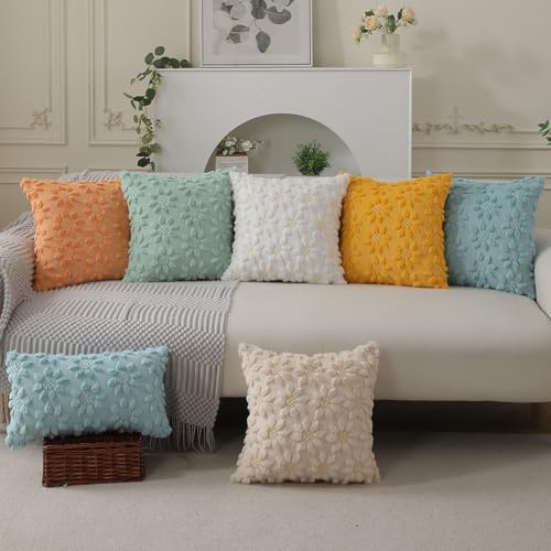 Spring Summer Pillow Covers 20x20 inch Set of 2 Green Sunflower (2 Count)
