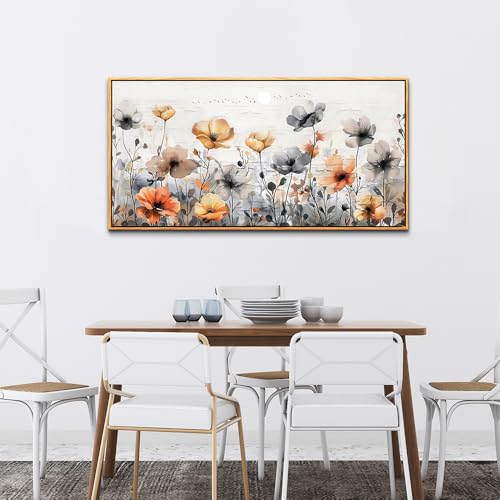 Wood Framed Canvas Wall Art For Living Room Large Wall Decor For Office Bedroom Decorations Flowers Landscape Pictures Farmhouse Paintings Artwork Aesthetic Mural Home Decor 30x60 In