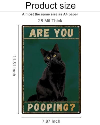 Black Cat Are You Pooping Metal Tin Sign Vintage Bathroom Decor 8x12"