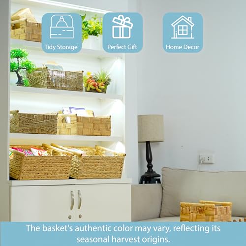 Extra Large Wicker Basket Rectangular with Wooden Handles for Shelves
