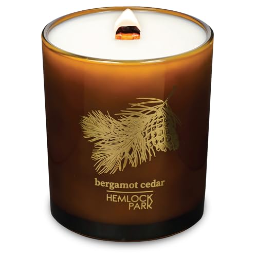 Bergamot Cedar Amber & Gold Crackling Wood Wick Candle