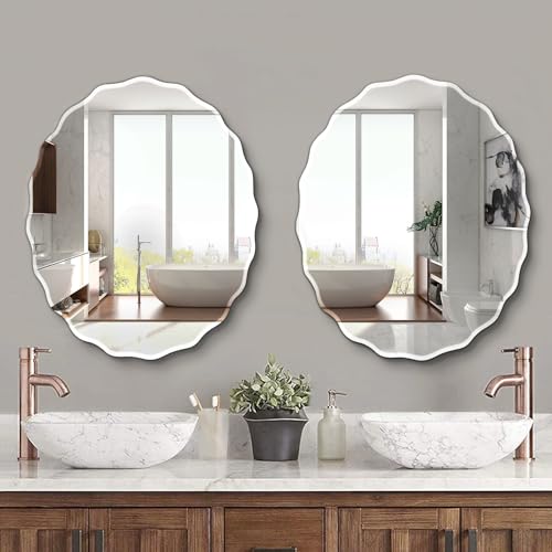 24x30 Inch Frameless Oval Wall Mirror for Bathroom Sink
