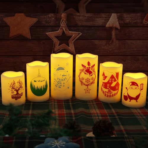Christmas Outdoor Battery Operated Flameless LED Candles with Remote 6 Pack (6 Count)