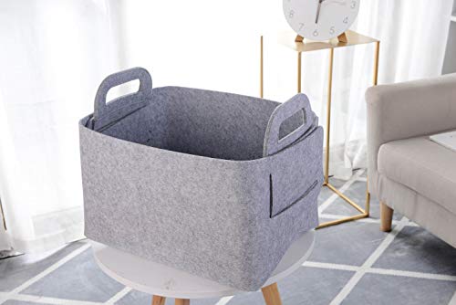 Storage Basket Felt Storage Bin Collapsible& Convenient Box Organizer with Carry Handles for Office Bedroom Closet Babies Nursery Toys Laundry