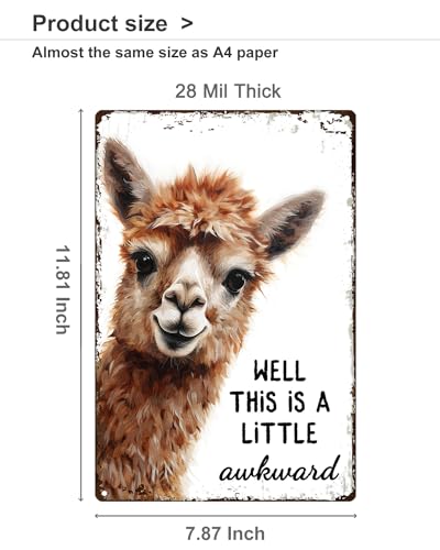 Alpaca This Is Awkward Metal Tin Sign Vintage Bathroom Decor 8x12"