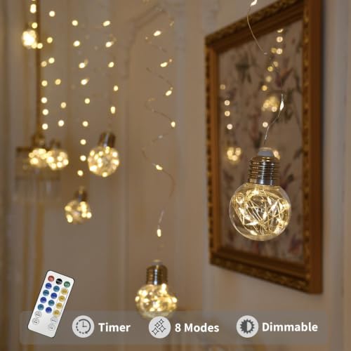 Wishing Ball Curtain Lights 200 LED Window Curtain String Lights with Remote