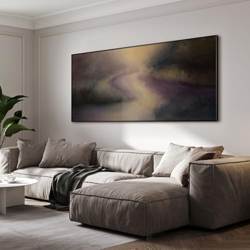 24"x46" Extra Large Framed Wall Art Golden Light River Path Dreamy Impressionist Landscape Illustration for Home Living Room Bedroom Decor