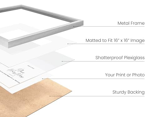 20x20 Silver Metal Picture Frames Matted to 16x16 (3 Count)