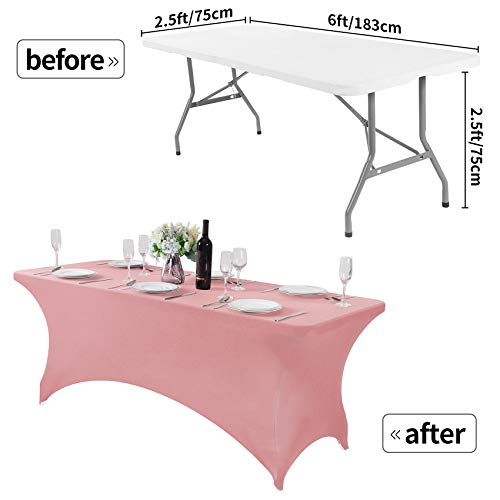 2Pack Spandex Table Cover for 6Ft or 4fT or 8ft Table Universal Fitted Stretch Tablecloth for Party (2 Count)
