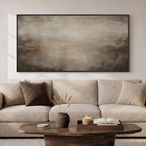 Large Framed Brown Abstract Wall Art for Living Room