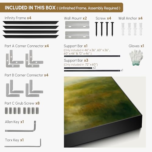 60"x72" Extra Large Framed Wall Art Soft Pastel Hills Dreamy Landscape Illustration for Home Living Room Bedroom Decor