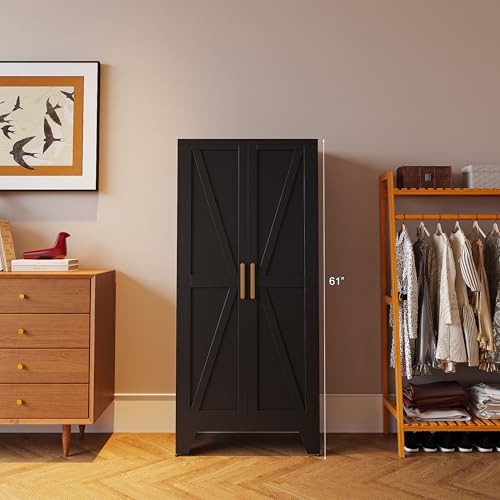 61" Tall Farmhouse Metal Pantry Cabinet