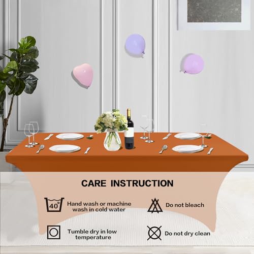 2 Pack 6FT Table Cloth for Rectangular Spandex Caramel Table Cover (2 Count)