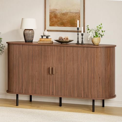 55" Fluted Buffet Sideboard Cabinet with Sliding Door
