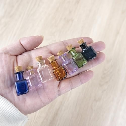 2ml Mini Rectangle Glass Bottles with Cork (7 Count)