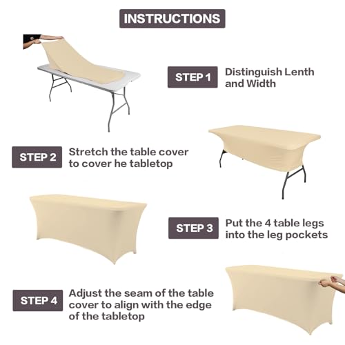 4FT Table Cloth for Rectangular Spandex Champagne Table Cover
