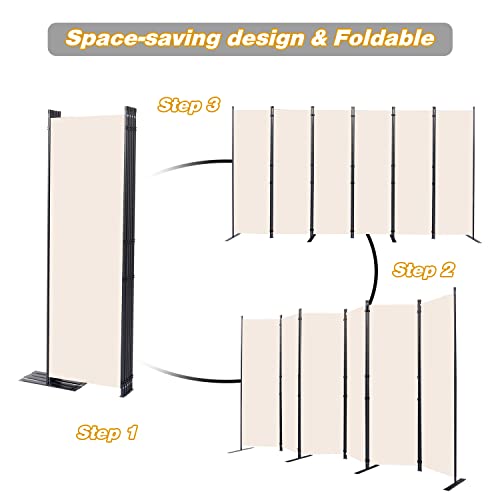 Room Divider 6 Panel Folding Privacy Screens with Wider Feet