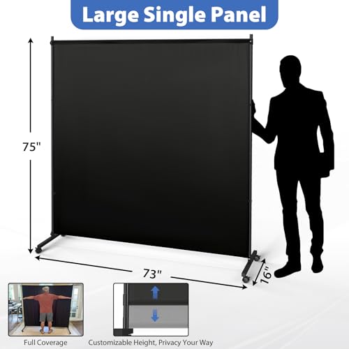 Room Divider 73x75inch Large Single Panel Privacy Screen with Wheels