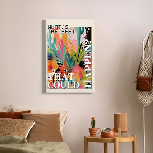 What's the Best That Could Happen Maximalist Floral Framed Canvas Painting Wall Art Decor