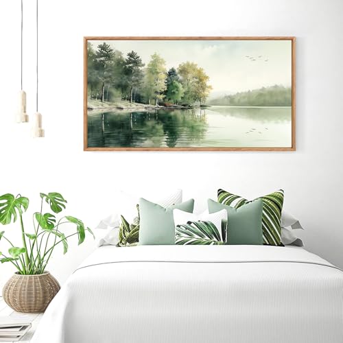 Framed Nature Lake Picture Mountain Forest Wall Art Set