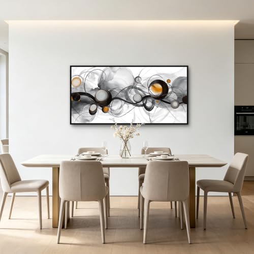 Abstract Wall Art for Living Room Black White Orange Picture 58x29 Inches