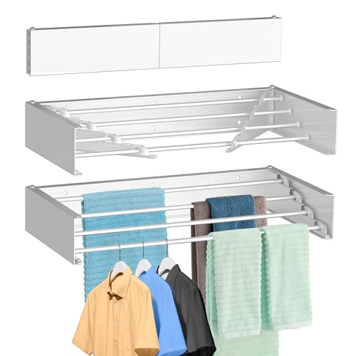 Laundry Drying Rack Wall Mounted Clothes Drying Rack White