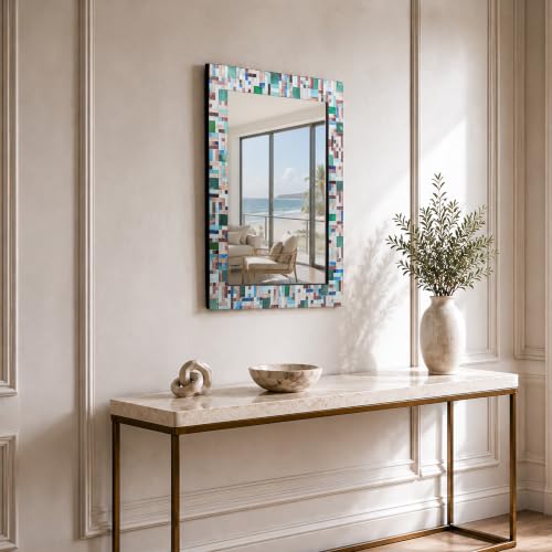 30" x 24" Green Mosaic Wall Mirror