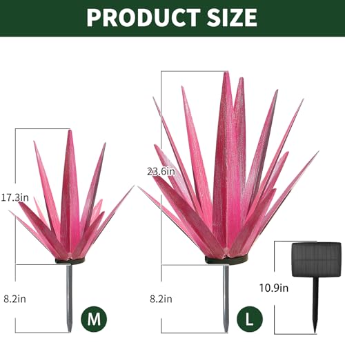 Large Metal Agave Plant Outdoor Decor with Solar Light