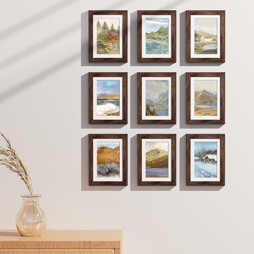 5x7 Picture Frames Set of 9 for Wall or Tabletop Display (9 Count)