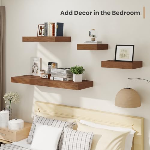 16 x 12 Deep Floating Shelves Wall Mounted Set of 2 Walnut (2 Count)
