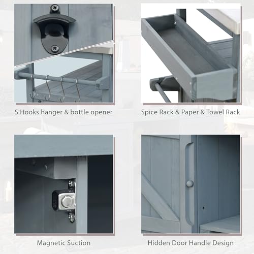50.25" Outdoor Kitchen Island with Rolling Bar Cart & Storage Cabinet