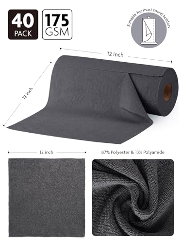 Microfiber Cleaning Cloth Roll (40 Count)