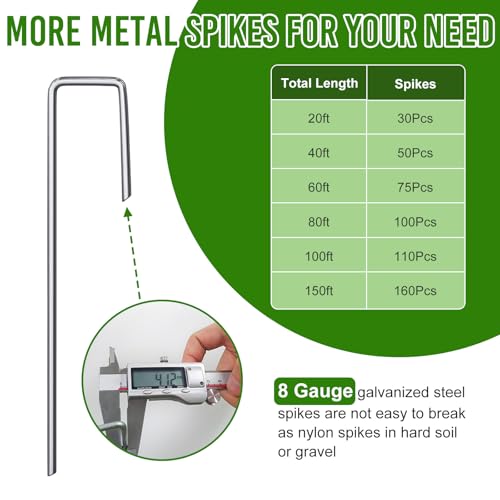 Landscape Edging 4 Inch Tall 20FT with 30Pcs Metal Spikes