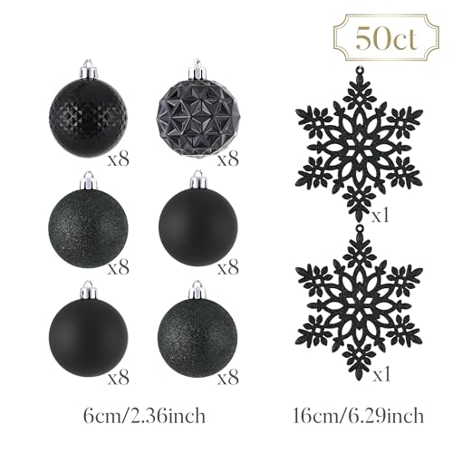 50ct Christmas Tree Decorations Ball Ornaments 2.36 Inches (50 Count)