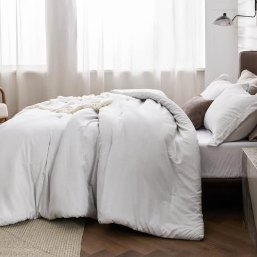 Grayish White Cal King Comforter Set