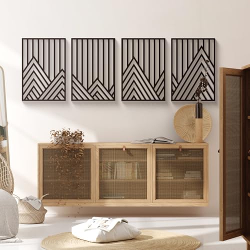 4 Pack Black Abstract Metal Wall Art (4 Count)