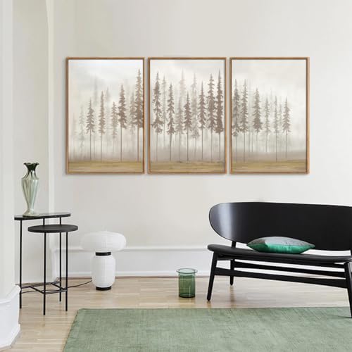 Large Pine Tree Framed Canvas Wall Art Set (3 Count)