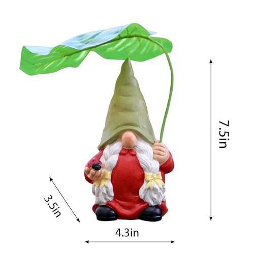 Garden Female Gnome Statue Decoration with Leaf Umbrella