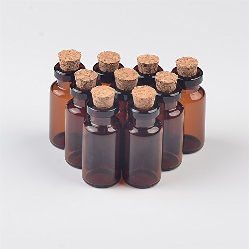 12units 2ml Glass Amber Vials with Cork Empty Small Brown Tiny Glass Jars (12 Count)
