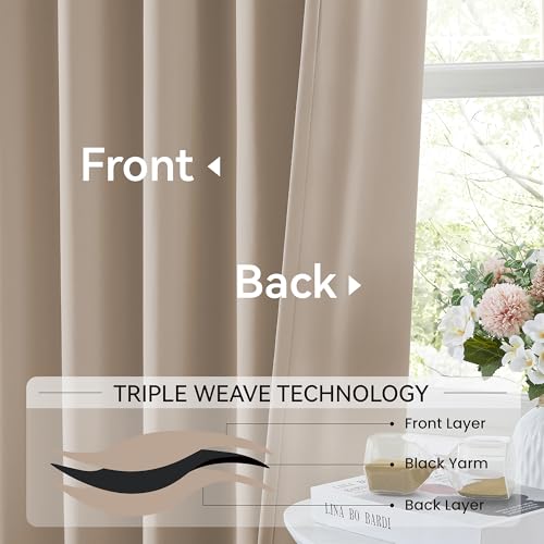 72 Inch Wide Pinch Pleated Taupe Curtains for Sliding Door (2 Count)
