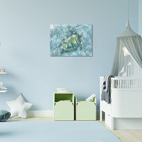 Canvas Wall Art for Bedroom Sea Turtle Wall Decor Pictures for Wall Blue Artwork Pictures Green Turtle Wall Decorations for Bathroom Bedroom Home Office 24 x 36 inches