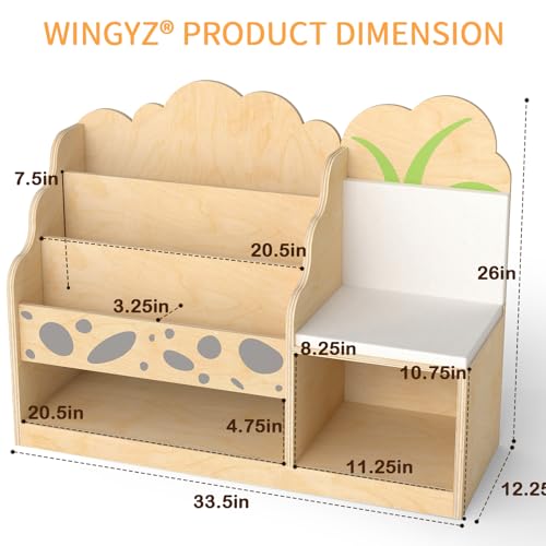 4-in-1 Kids Bookshelf and Toy Storage with Reading Nook, FSC Safety
