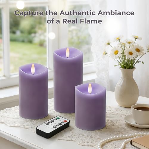 Pastel Purple LED Real Wax Made Flameless Battery (3 Count)