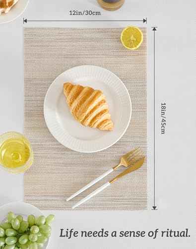 Lightsteel Beige with Yellow Placemats Set of 12 (12 Count)